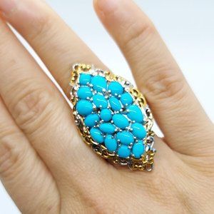 Sleeping Beauty Turquoise Ring, Vintage Statement Ring, Gemstone Cocktail Ring